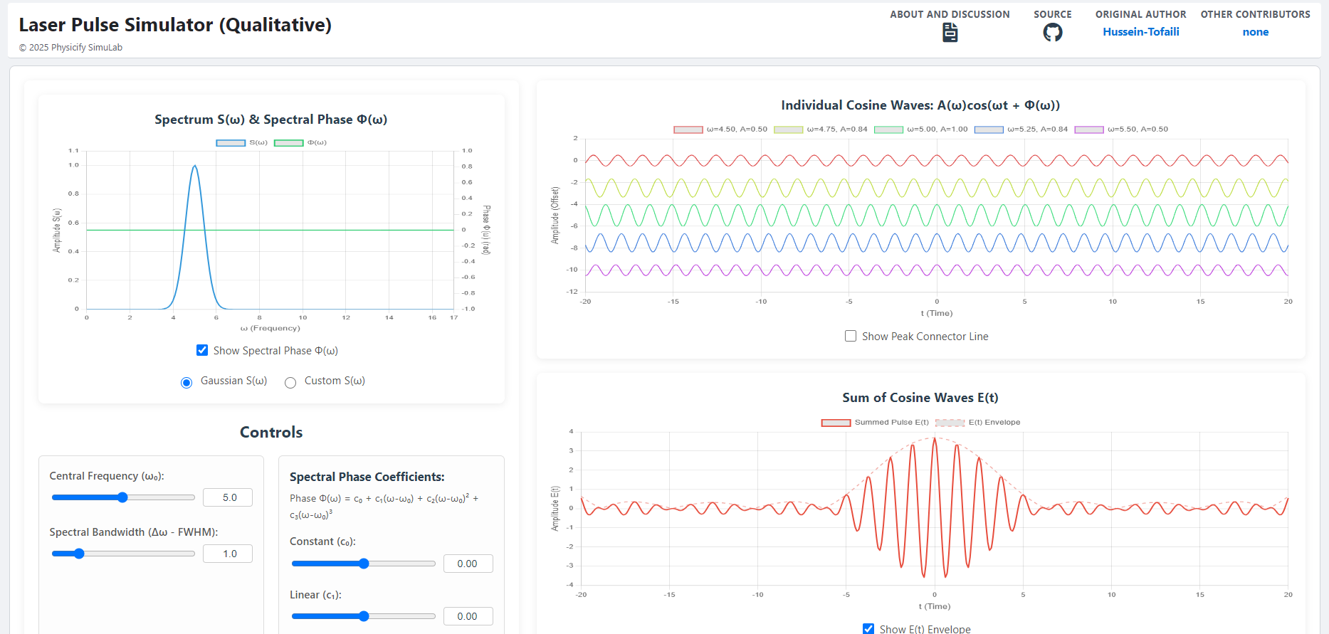 Screenshot of the Laser Pulse Simulator