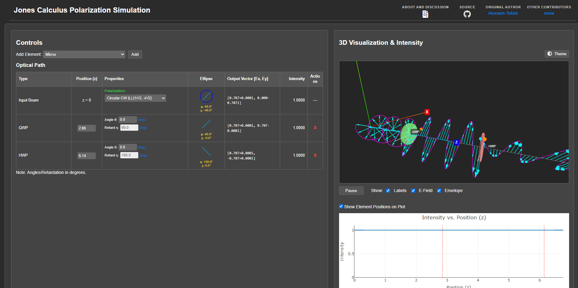 Screenshot of the Plarization 3D Simulator
